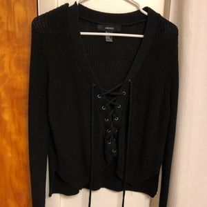 Black Knit Lace Up F21 Sweater